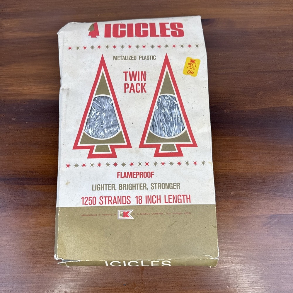 Vintage Metalized Plastic Icicles Flameproof Twin Pack‎ 1250 Strands 18 Inch